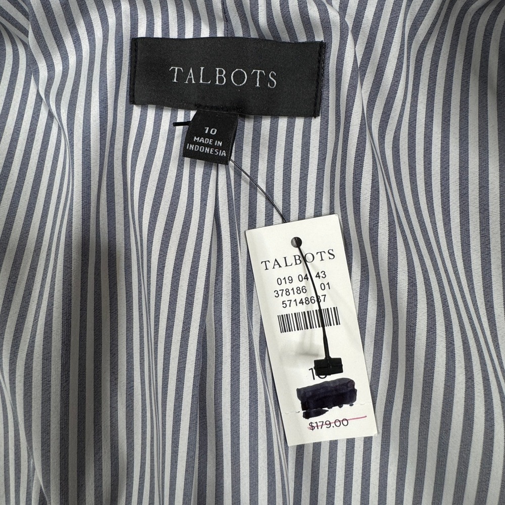 NWT Talbots Women's Navy Blue Cotton Linen Blend Single Button Blazer Size 10 - Picture 4 of 13